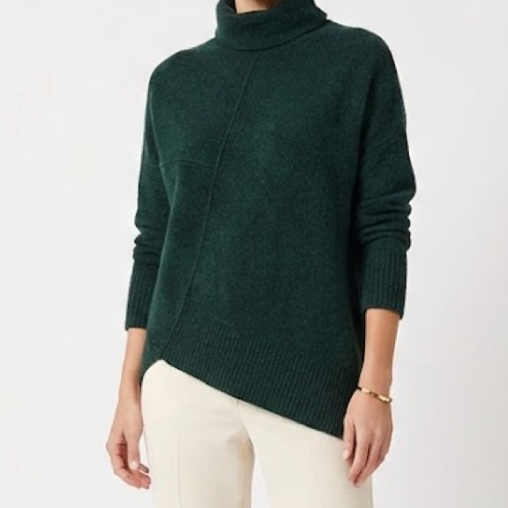AllSaints Forest Green Turtleneck Knit Sweater Minimalist XS